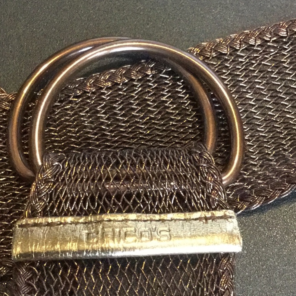 🔴Chico's Dark Brown Woven D-Ring Belt with Gold-Tone - Picture 2 of 5